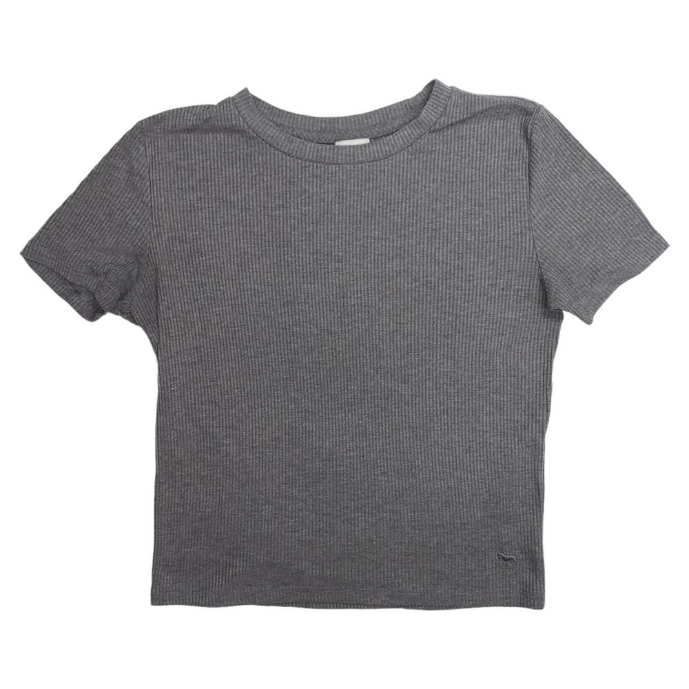 Victoria’s Secret PINK Grey Ribbed Short Sleeve Tee